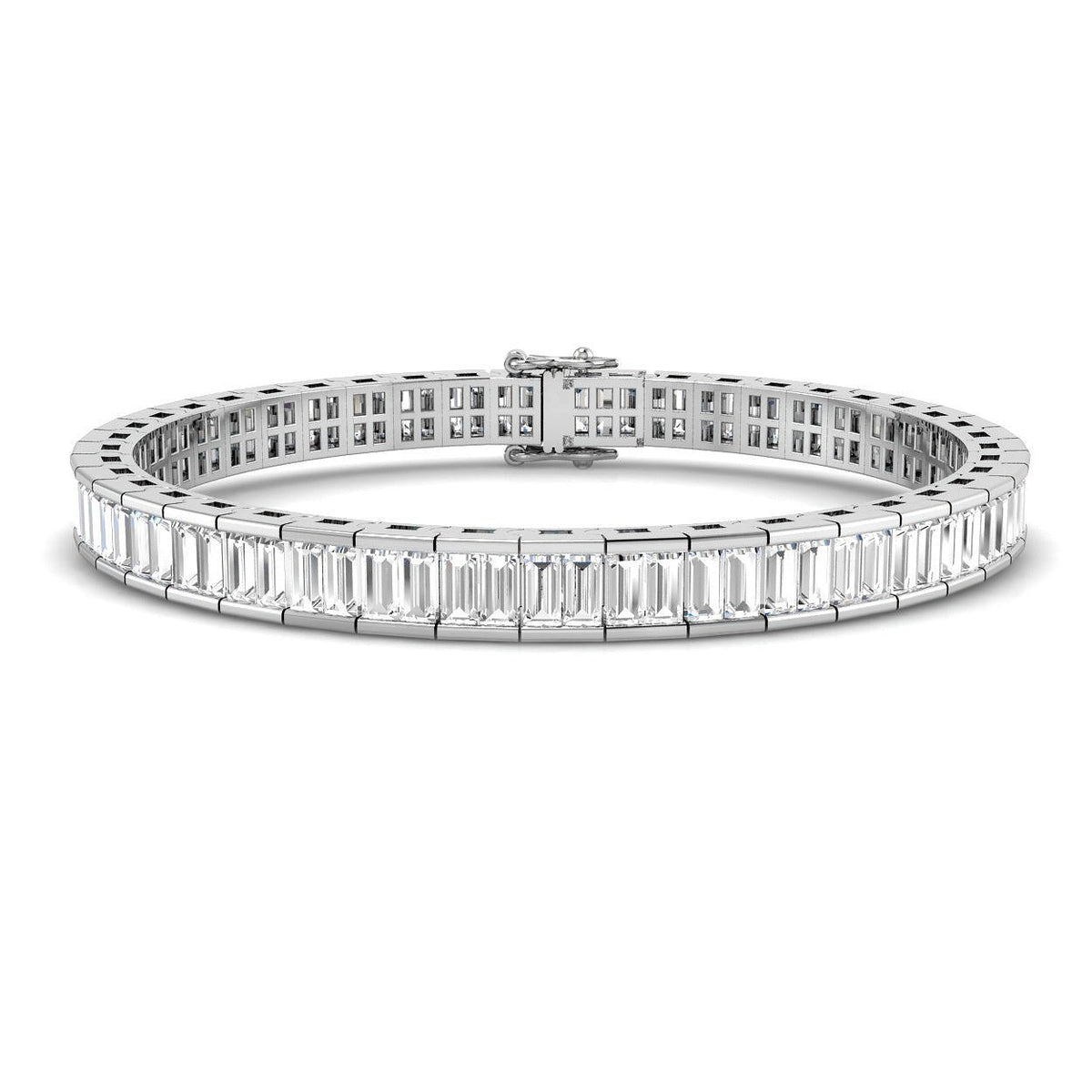 Elegant Lab Grown Baguette Diamond Tennis Bracelet in 10K/14K gold and platinum with certified lab-grown or natural diamonds