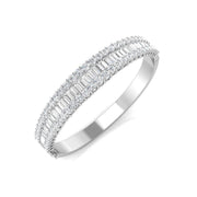Natural Baguette and Round Cut Diamond Half Channel Pave Set Bangle in 10K/14K gold and platinum with certified lab-grown or natural diamonds