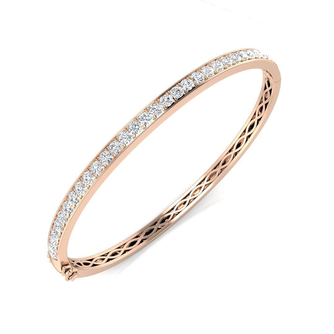 Round Cut Lab Grown Diamond Prong Set Half Eternity Bangle / & in 10K/14K gold and platinum with certified lab-grown or natural diamonds