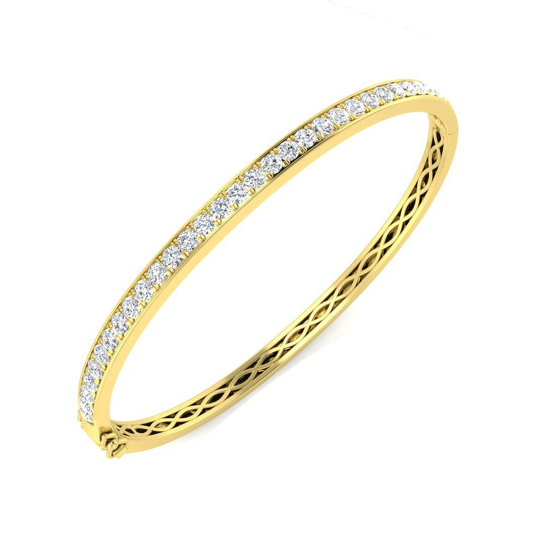 Round Cut Lab Grown Diamond Prong Set Half Eternity Bangle / & in 10K/14K gold and platinum with certified lab-grown or natural diamonds