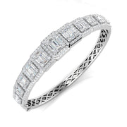 Lab Grown Baguette and Round Diamond Emerald Style Channel Prong Set Bangle in 10K/14K gold and platinum with certified lab-grown or natural diamonds