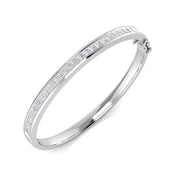 Princess Cut Natural Diamond Channel Set Half Eternity Bangle in Platinum with Hinged Box Clasp in 10K/14K gold and platinum with certified lab-grown or natural diamonds