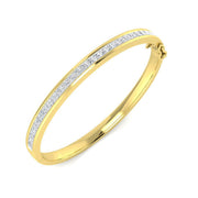 Princess Cut Natural Diamond Channel Set Half Eternity Bangle in Platinum with Hinged Box Clasp in 10K/14K gold and platinum with certified lab-grown or natural diamonds