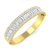 Platinum Lab Grown Diamond Bangle with Baguette and Round Cut Channel Pave Setting in 10K/14K gold and platinum with certified lab-grown or natural diamonds