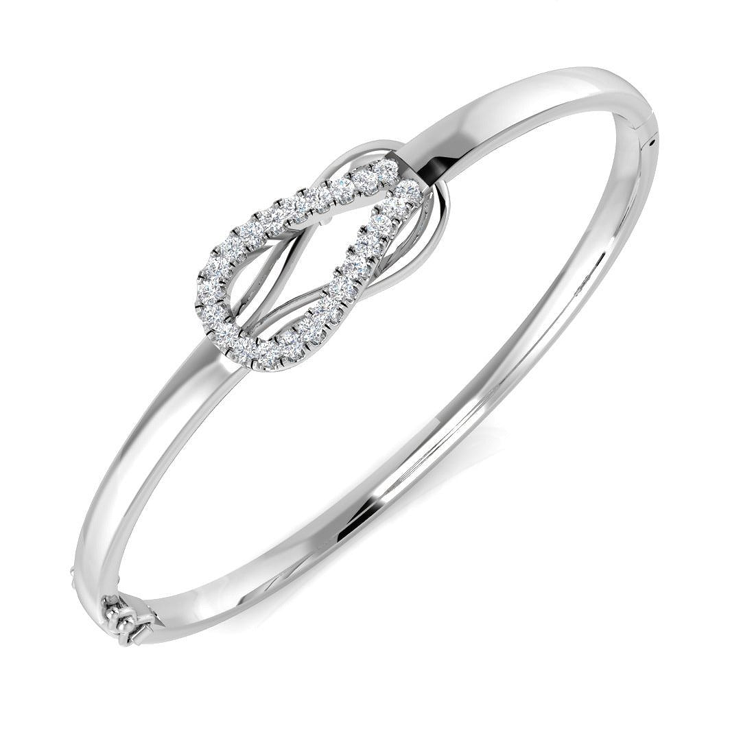 Natural Round Cut Diamond Interlocking Oval Diamond Bangle with Lock in 10K/14K gold and platinum with certified lab-grown or natural diamonds