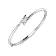 Natural Round Three Stone Tension Set Diamond Bangle in Bypass Style in 10K/14K gold and platinum with certified lab-grown or natural diamonds