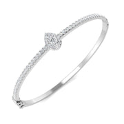 Lab Grown Pear Cut Halo Diamond with Round Accent Bangle with Box Lock in 10K/14K gold and platinum with certified lab-grown or natural diamonds