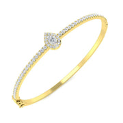 Lab Grown Pear Cut Halo Diamond with Round Accent Bangle with Box Lock in 10K/14K gold and platinum with certified lab-grown or natural diamonds