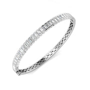 Natural Baguette Cut Channel Set Diamond Bangle in Platinum with Hinged Box Lock in 10K/14K gold and platinum with certified lab-grown or natural diamonds