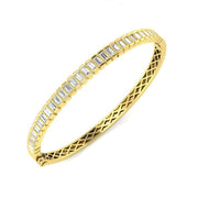 Natural Baguette Cut Channel Set Diamond Bangle in Platinum with Hinged Box Lock in 10K/14K gold and platinum with certified lab-grown or natural diamonds