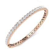 Round Cut Lab Grown Diamond Prong Set Half Eternity Bangle in Platinum with Hinged Lock in 10K/14K gold and platinum with certified lab-grown or natural diamonds