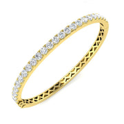 Round Cut Lab Grown Diamond Prong Set Half Eternity Bangle in Platinum with Hinged Lock in 10K/14K gold and platinum with certified lab-grown or natural diamonds