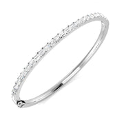 Baguette Cut Lab Grown Diamond Bangle with Hinged Box Clasp in 10K/14K gold and platinum with certified lab-grown or natural diamonds