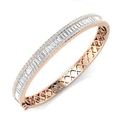 Channel Set Natural Diamond Bangle with Baguette and Round Cut Diamonds in 10K/14K gold and platinum with certified lab-grown or natural diamonds