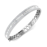 Channel Set Natural Diamond Bangle with Baguette and Round Cut Diamonds in 10K/14K gold and platinum with certified lab-grown or natural diamonds
