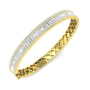 Channel Set Natural Diamond Bangle with Baguette and Round Cut Diamonds in 10K/14K gold and platinum with certified lab-grown or natural diamonds