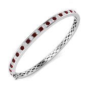 Platinum Natural Round Cut and Ruby Channel Set Eternity Bangle with Hinged Box Clasp in 10K/14K gold and platinum with certified lab-grown or natural diamonds