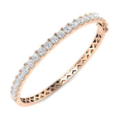 Round Cut Lab Grown Diamond Prong Set Half Eternity Bangle in Platinum with Hinged Lock in 10K/14K gold and platinum with certified lab-grown or natural diamonds