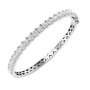 Round Cut Lab Grown Diamond Prong Set Half Eternity Bangle in Platinum with Hinged Lock in 10K/14K gold and platinum with certified lab-grown or natural diamonds