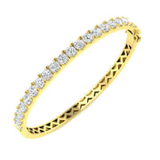 Round Cut Lab Grown Diamond Prong Set Half Eternity Bangle in Platinum with Hinged Lock in 10K/14K gold and platinum with certified lab-grown or natural diamonds