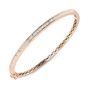 Round Cut Lab Grown Diamond Channel Set Eternity Bangle - Hinged Box in 10K/14K gold and platinum with certified lab-grown or natural diamonds