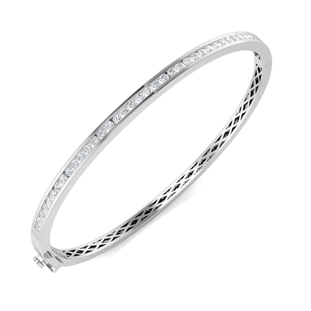 Round Cut Lab Grown Diamond Prong Set Half Eternity Bangle / & in 10K/14K gold and platinum with certified lab-grown or natural diamonds