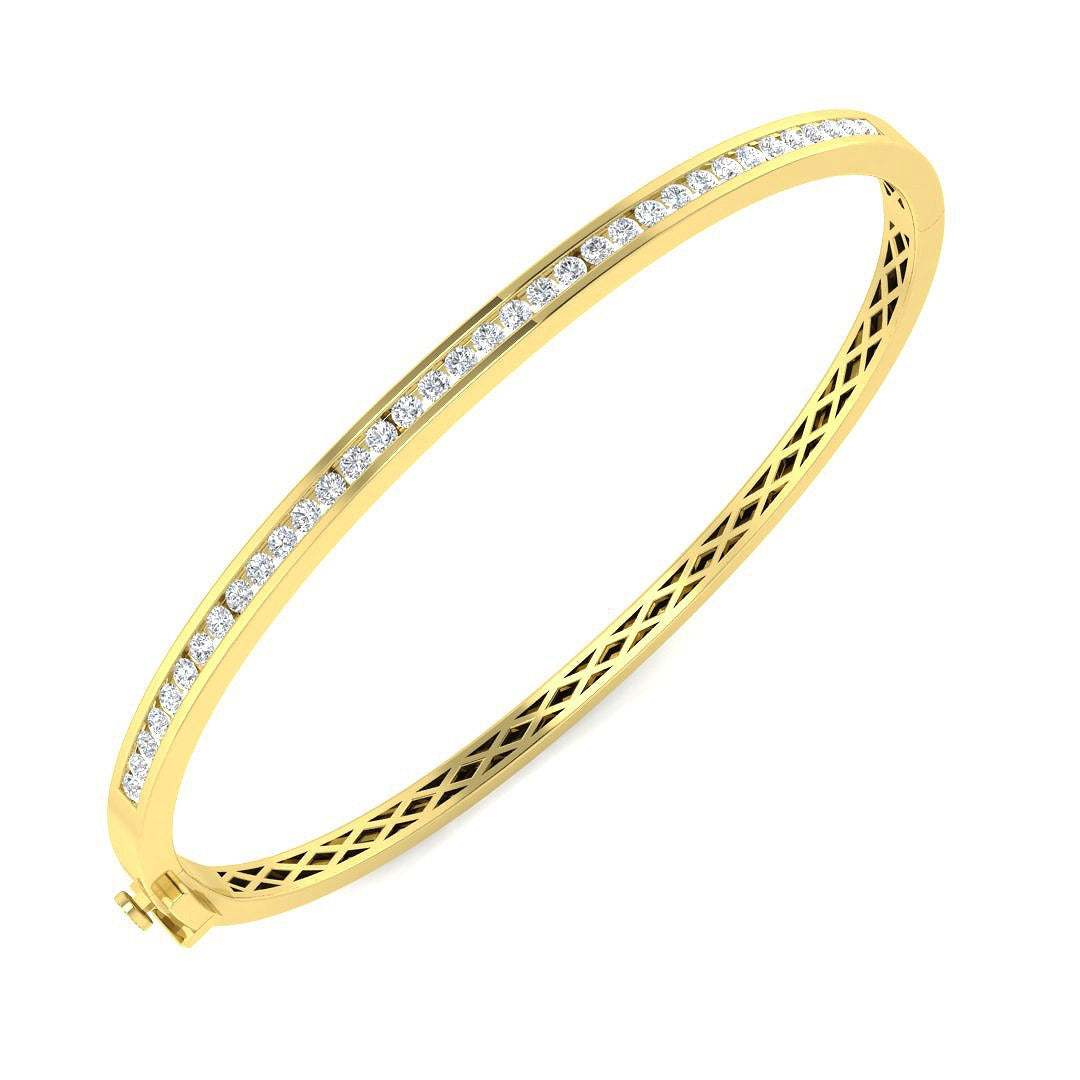 Round Cut Lab Grown Diamond Prong Set Half Eternity Bangle / & in 10K/14K gold and platinum with certified lab-grown or natural diamonds