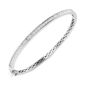Round Cut Lab Grown Diamond Prong Set Half Eternity Bangle / & in 10K/14K gold and platinum with certified lab-grown or natural diamonds