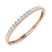 Round Cut Lab Grown Diamond Prong Set Half Eternity Bangle in Platinum with Hinged Lock in 10K/14K gold and platinum with certified lab-grown or natural diamonds