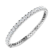 Round Cut Lab Grown Diamond Prong Set Half Eternity Bangle in Platinum with Hinged Lock in 10K/14K gold and platinum with certified lab-grown or natural diamonds