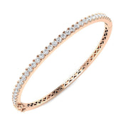 and Platinum Natural Round Cut Diamond Half Eternity Bangle with Hinged Lock in 10K/14K gold and platinum with certified lab-grown or natural diamonds