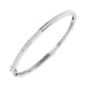Natural Round Channel Set Diamond Bangle with Hinged Box Clasp in 10K/14K gold and platinum with certified lab-grown or natural diamonds