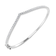 Premium Platinum Natural Round Pave Set Chevron Diamond Bangle with Hinged Box Lock in 10K/14K gold and platinum with certified lab-grown or natural diamonds