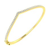 Natural Round Cut Diamond Wishbone Bangle with Hinged Box Lock in 10K/14K gold and platinum with certified lab-grown or natural diamonds