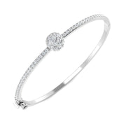 Natural Round Cut Prong Set Cluster Diamond Bangle with Box Lock in 10K/14K gold and platinum with certified lab-grown or natural diamonds