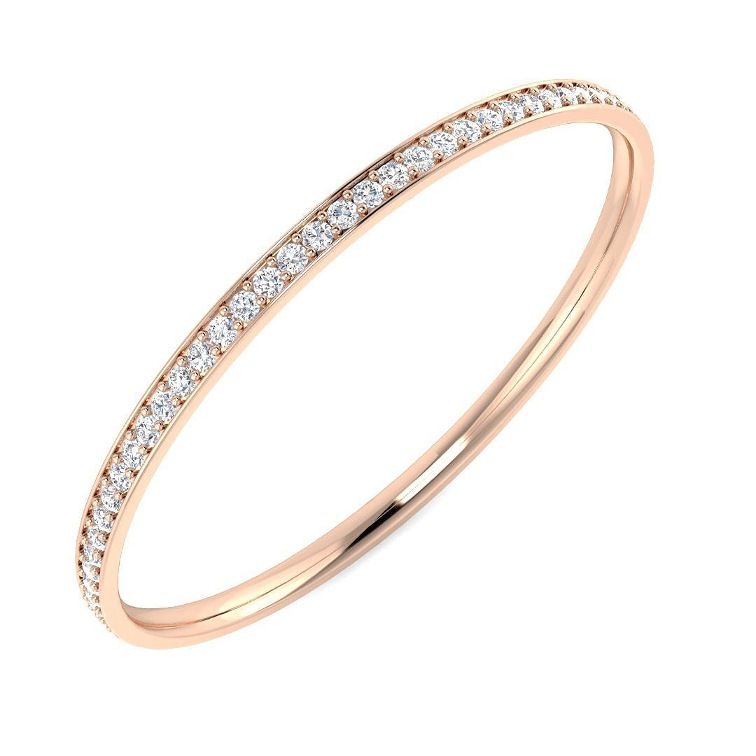Premium Platinum Natural Round Cut Prong Set Diamond Eternity Bangle with Hinged Box Lock in 10K/14K gold and platinum with certified lab-grown or natural diamonds