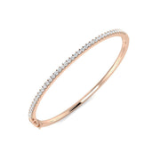 Natural Round Cut Diamond Prong Set Half Eternity Bangle with Hinged Lock in 10K/14K gold and platinum with certified lab-grown or natural diamonds