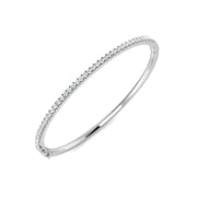 Natural Round Cut Diamond Prong Set Half Eternity Bangle with Hinged Lock in 10K/14K gold and platinum with certified lab-grown or natural diamonds