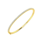 Natural Round Cut Diamond Prong Set Half Eternity Bangle with Hinged Lock in 10K/14K gold and platinum with certified lab-grown or natural diamonds