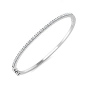 Natural Round Cut Diamond Prong Set Half Eternity Bangle with Hinged Lock in 10K/14K gold and platinum with certified lab-grown or natural diamonds