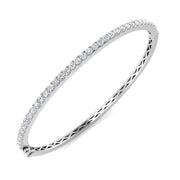 Round Cut Lab Grown Diamond Prong Set Half Eternity Bangle in Platinum with Hinged Lock in 10K/14K gold and platinum with certified lab-grown or natural diamonds