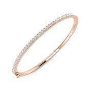 Natural Round Cut Diamond Prong Set Half Eternity Bangle with Hinged Lock in 10K/14K gold and platinum with certified lab-grown or natural diamonds