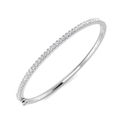 Natural Round Cut Diamond Prong Set Half Eternity Bangle with Hinged Lock in 10K/14K gold and platinum with certified lab-grown or natural diamonds
