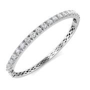 Round Natural Diamond Prong Set Eternity Bangle with Hinged Box Clasp in 10K/14K gold and platinum with certified lab-grown or natural diamonds