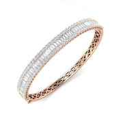 Channel Set Natural Diamond Bangle with Baguette and Round Cut Diamonds in 10K/14K gold and platinum with certified lab-grown or natural diamonds