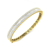 Channel Set Natural Diamond Bangle with Baguette and Round Cut Diamonds in 10K/14K gold and platinum with certified lab-grown or natural diamonds