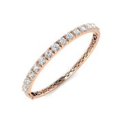 Round Natural Diamond Prong Set Eternity Bangle with Hinged Box Clasp in 10K/14K gold and platinum with certified lab-grown or natural diamonds