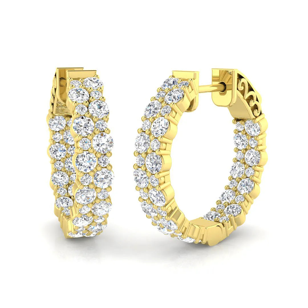 Hoop Earrings - 1.5 Carat Shared Prong Setting Brilliance in 10K/14K gold and platinum with certified lab-grown or natural diamonds
