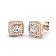 Stud Earrings with Lab Diamond Round and Square Halo - 0.30ct in 10K/14K gold and platinum with certified lab-grown or natural diamonds