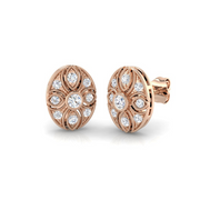 Lab & Natural Diamond Vintage Round Cut Stud Earrings in 10K/14K gold and platinum with certified lab-grown or natural diamonds